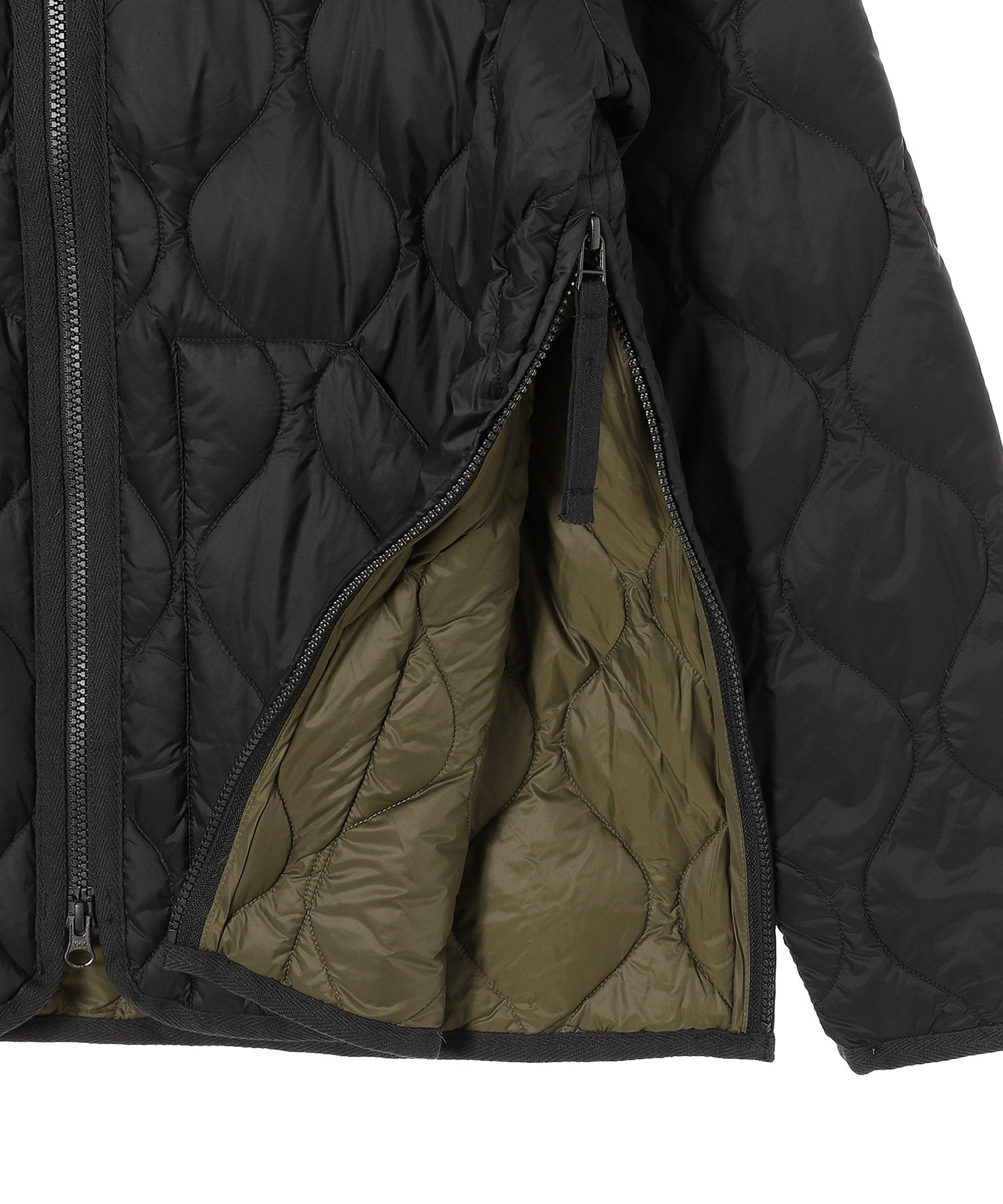 TAION /タイオン/ Military V Neck W-Zip Down Jkt Blac