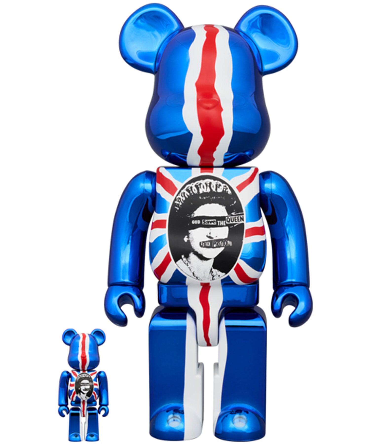 BE@RBRICK Sex Pistols "God Save The Queen" Chrome Ver. 100％ & 400％ - 4530956614878